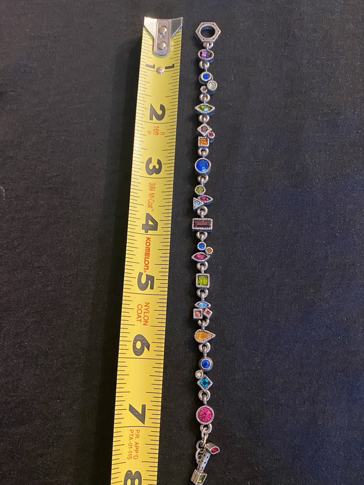 Patricia Locke Signed Crystal Link Bracelet Multi Color Swarovski Silver Tone