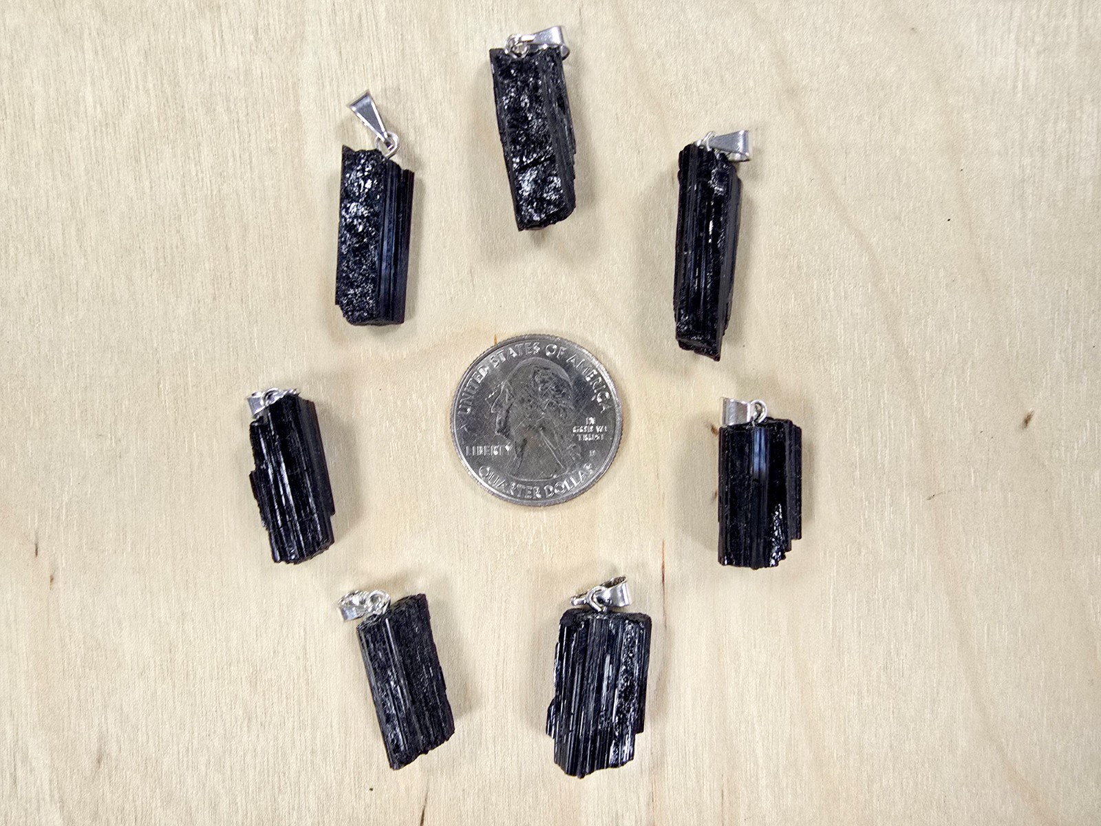 Black Tourmaline Pendant Raw Natural Crystal Necklace for Protection