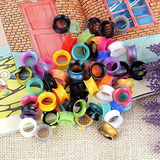 100Pcs Silicone Ear Gauges Flesh Tunnels Plugs Expander Ear Piercing 2g-3/4″