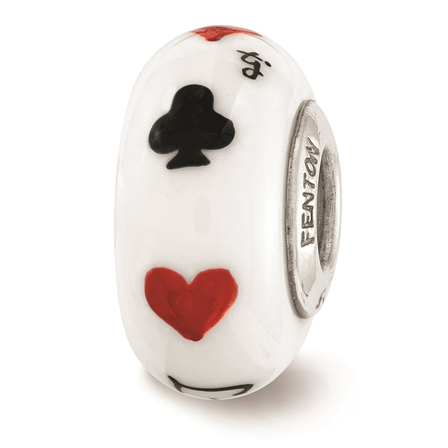 Reflection Beads Sterling Silver Hand Painted Lucky Suit Card Fenton Glass Bead