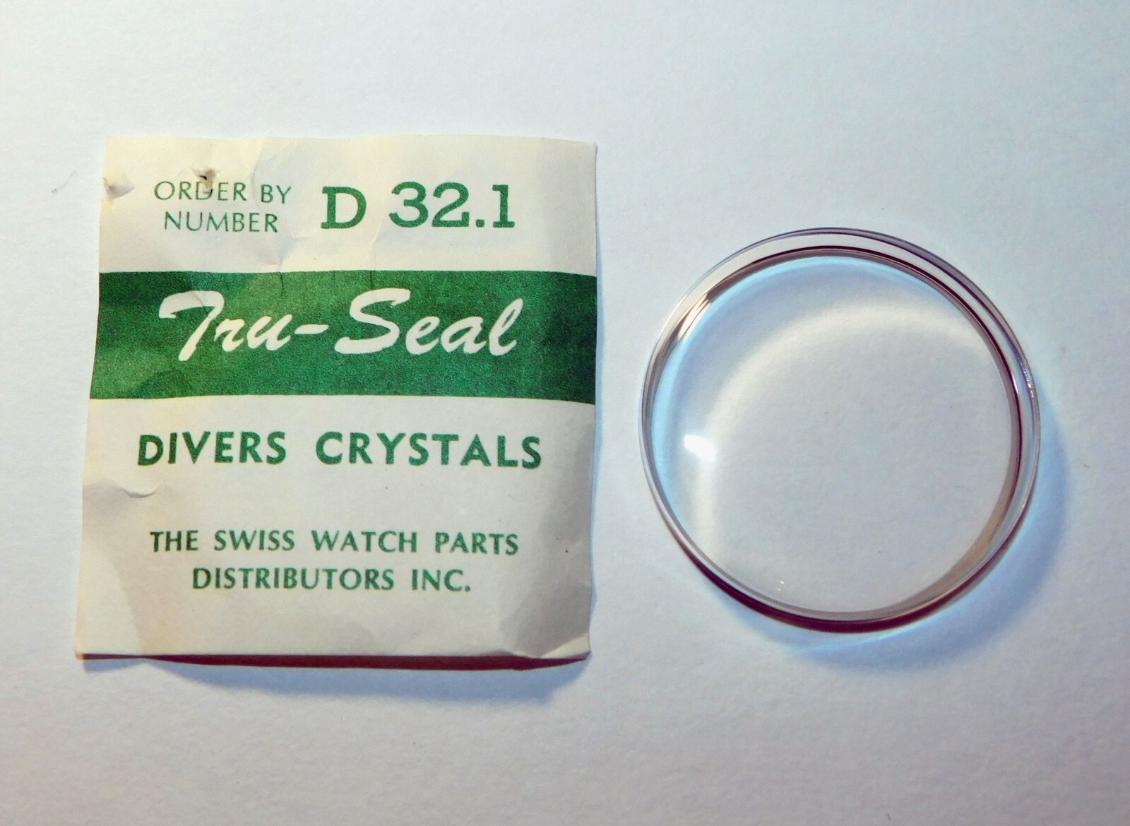 Divers watch crystal plastic with chrome tension ring 32.1mm to 35.0mm x 1 piece