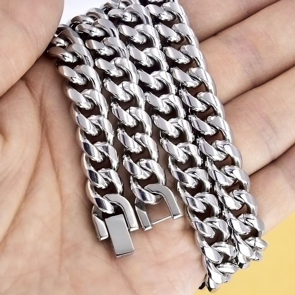 Powerful accessory Stainless Steel Cuban Curb Link Chain Necklace 4/6/8/10/12mm