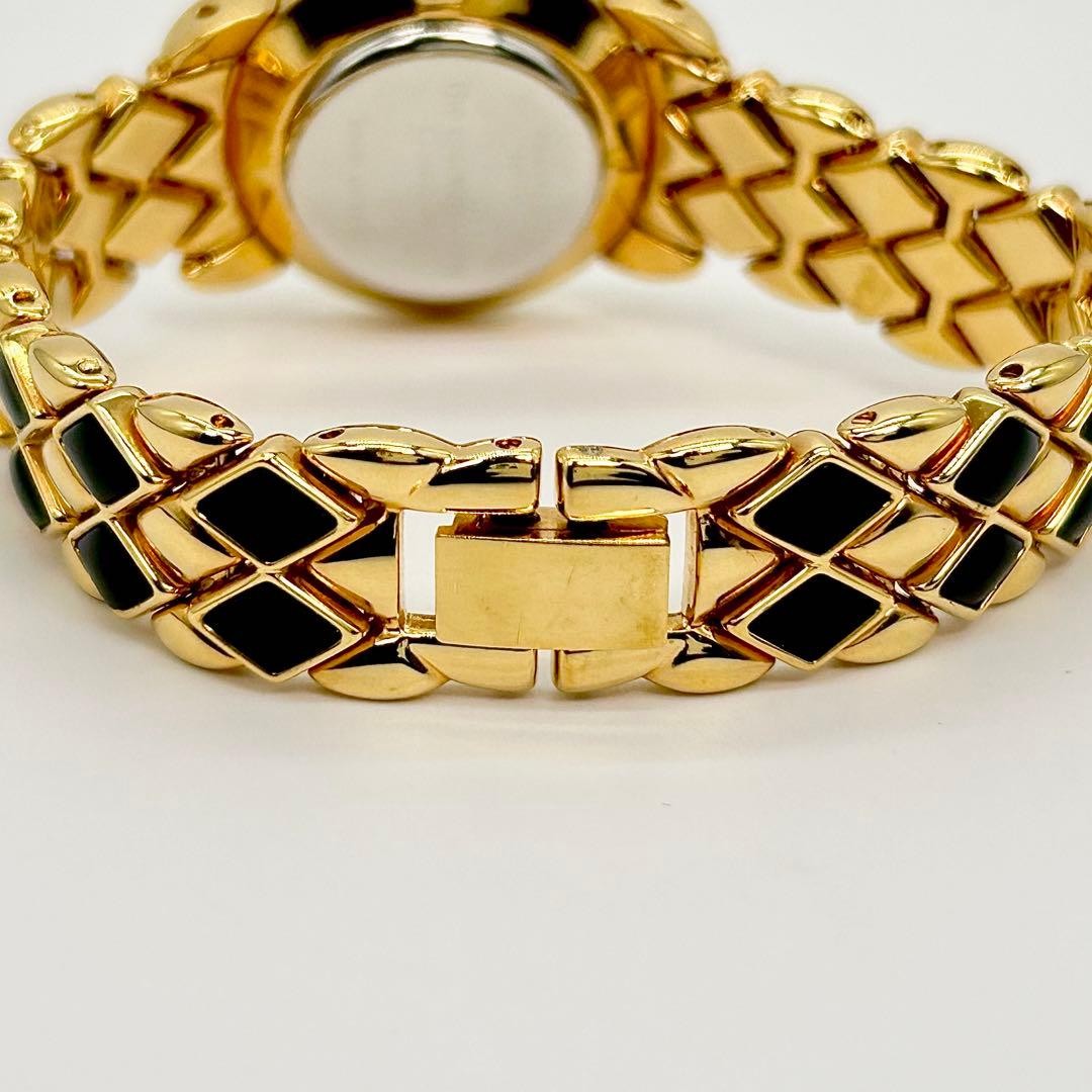 Franklin Mint Diamond Black Quartz Watch Gold/Black Used
