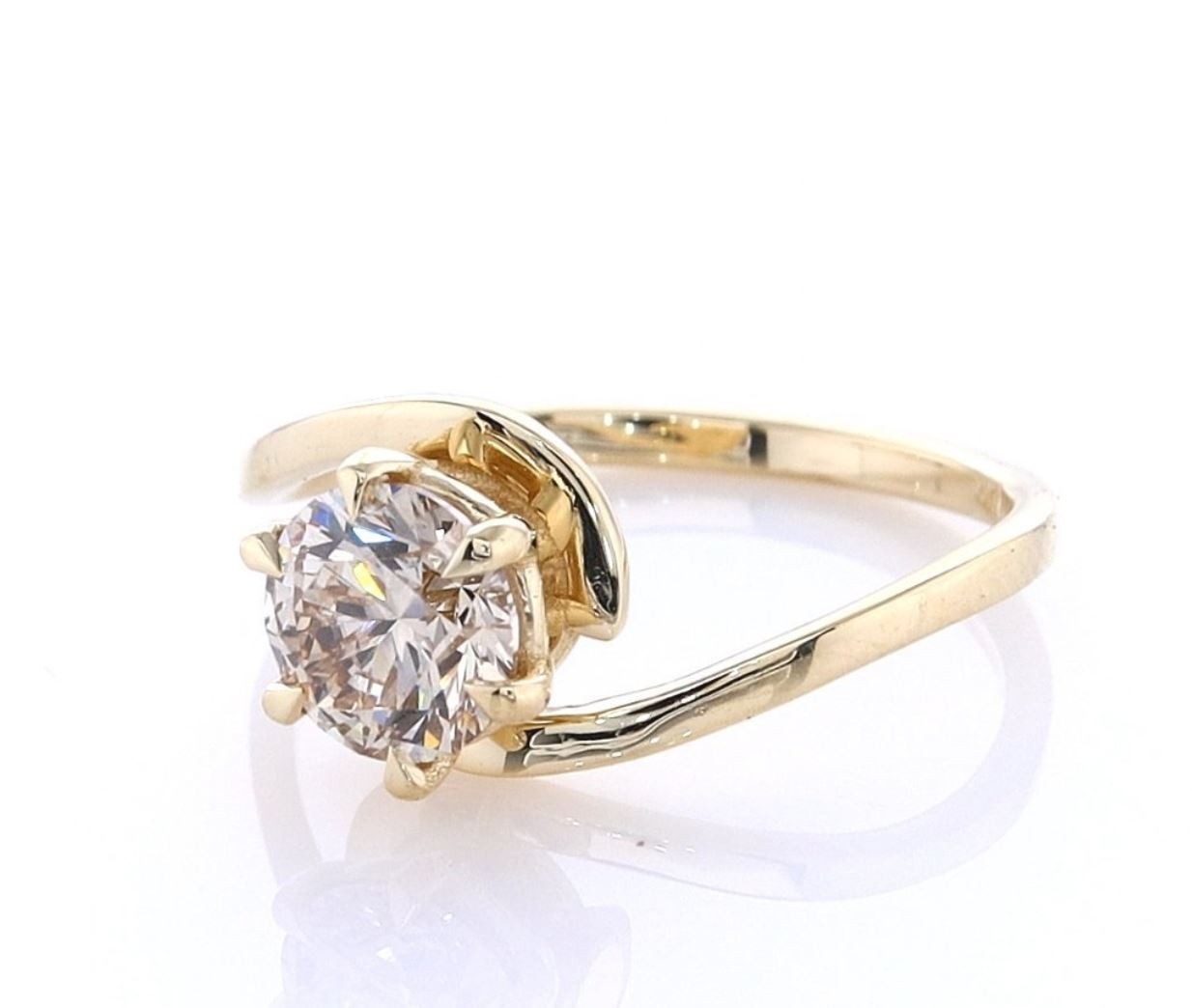 IGI Certified 1.02ct Natural Round Brilliant Cut Diamond Ring in 14K Yellow Gold