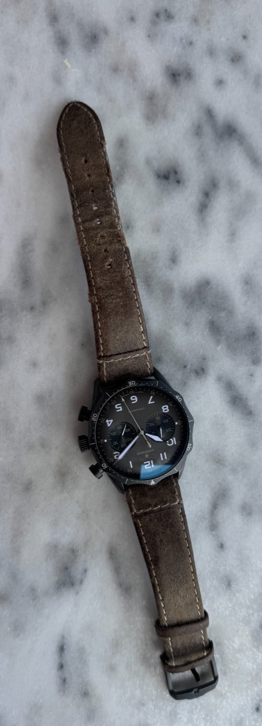 Junghans Meister Pilot Watch 027/3794 Chronoscope Automatic Black DLC Coated