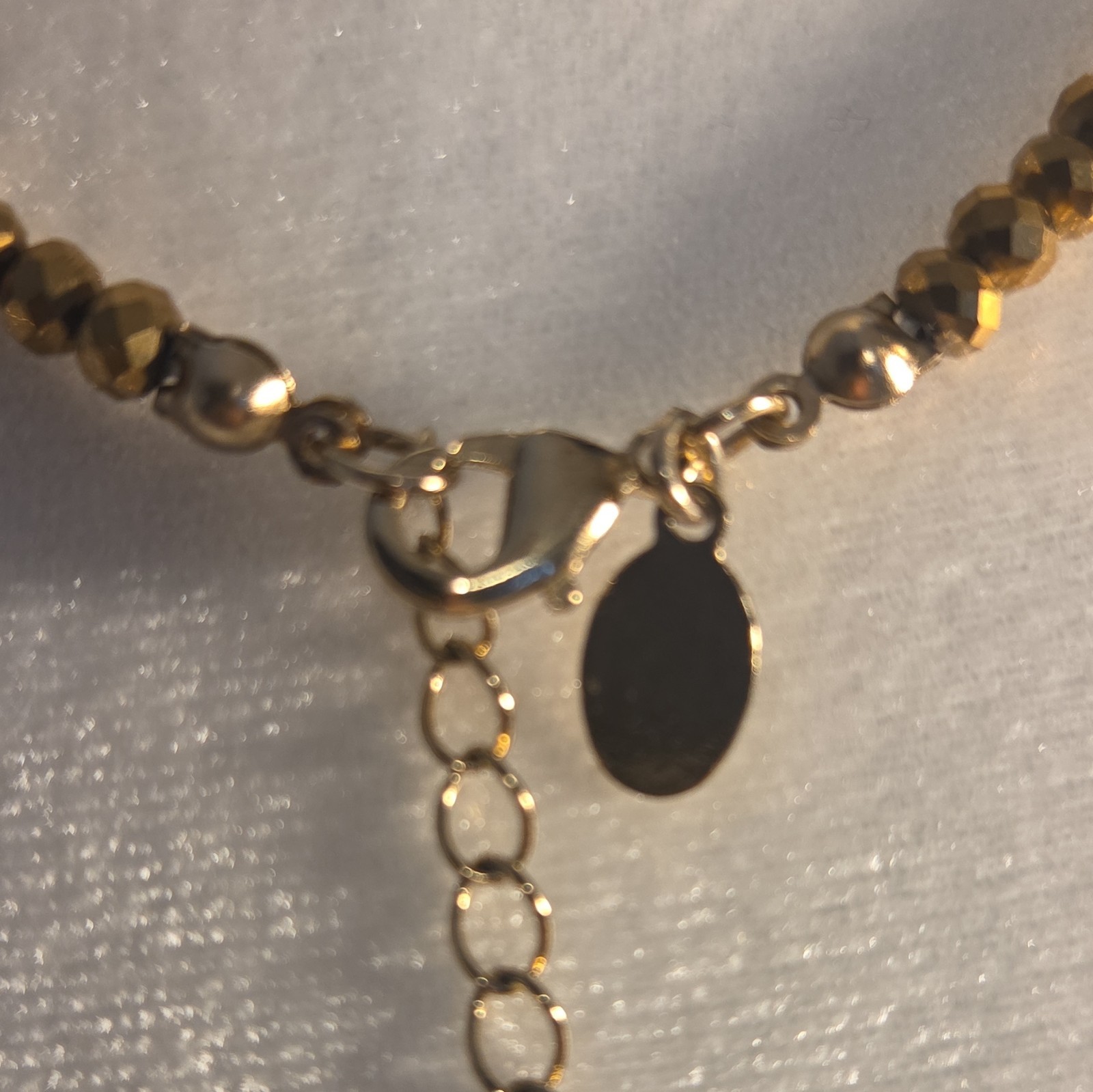 Gold Tone Beaded Ball Chain Necklace Crystal Pavé Pendant Star Charm Adjustable