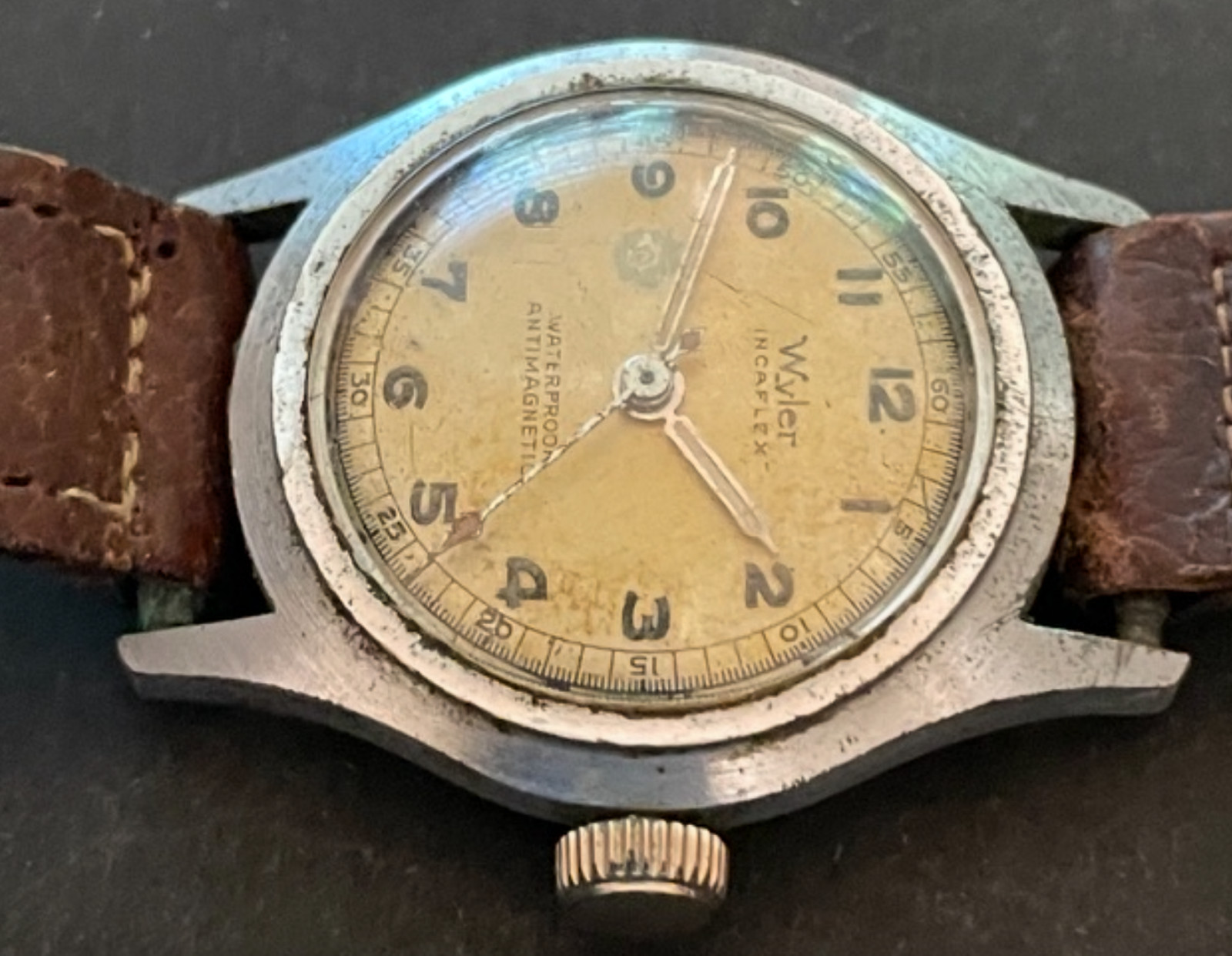 Vintage Wyler Incaflex Men’s Watch Parts/Repair Military Style 29mm Case Swiss