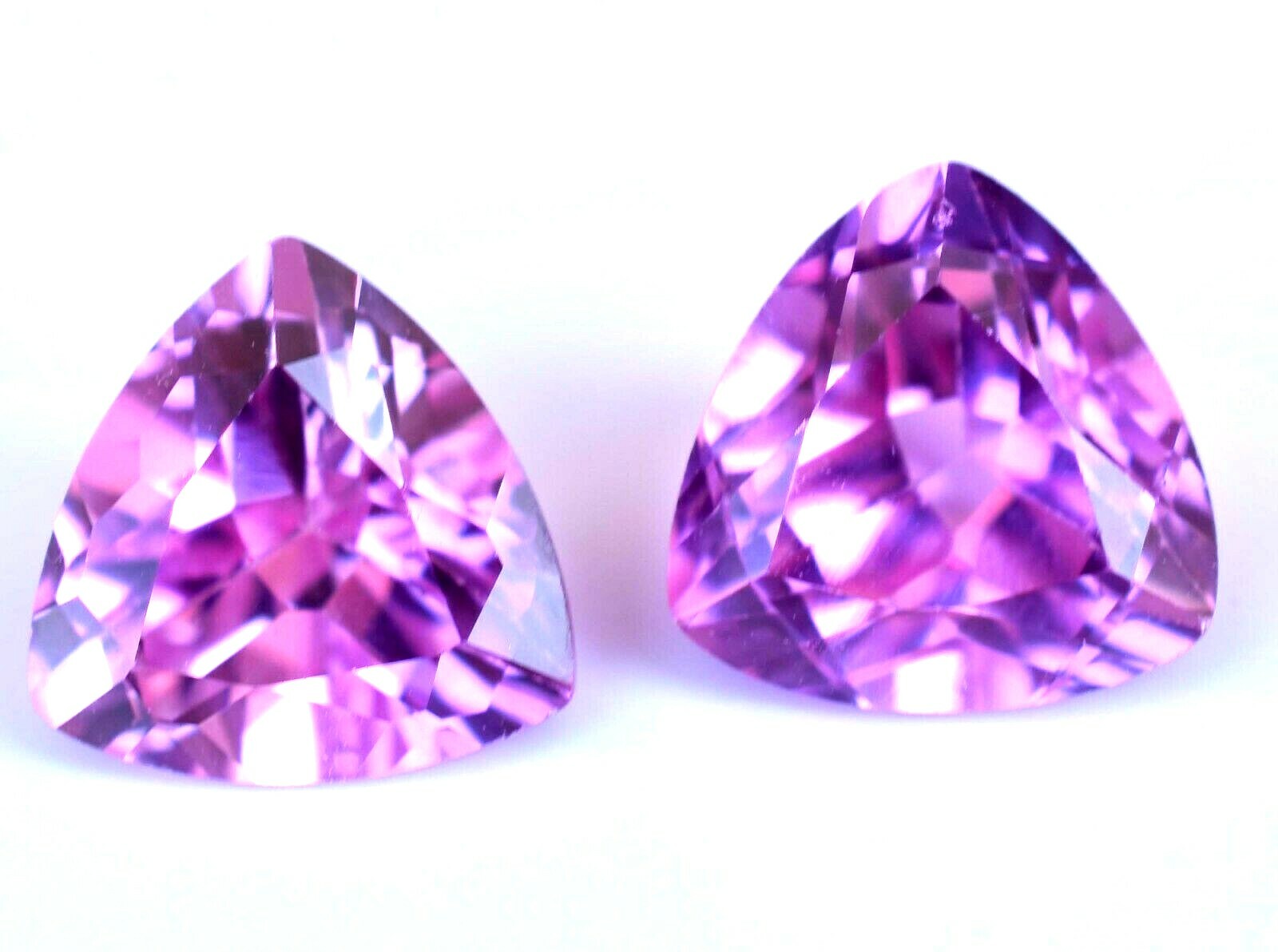 2.95 Ct Pair of Natural Mogok Pink Ruby Trillion Certified AAA+ Treated Gemstone