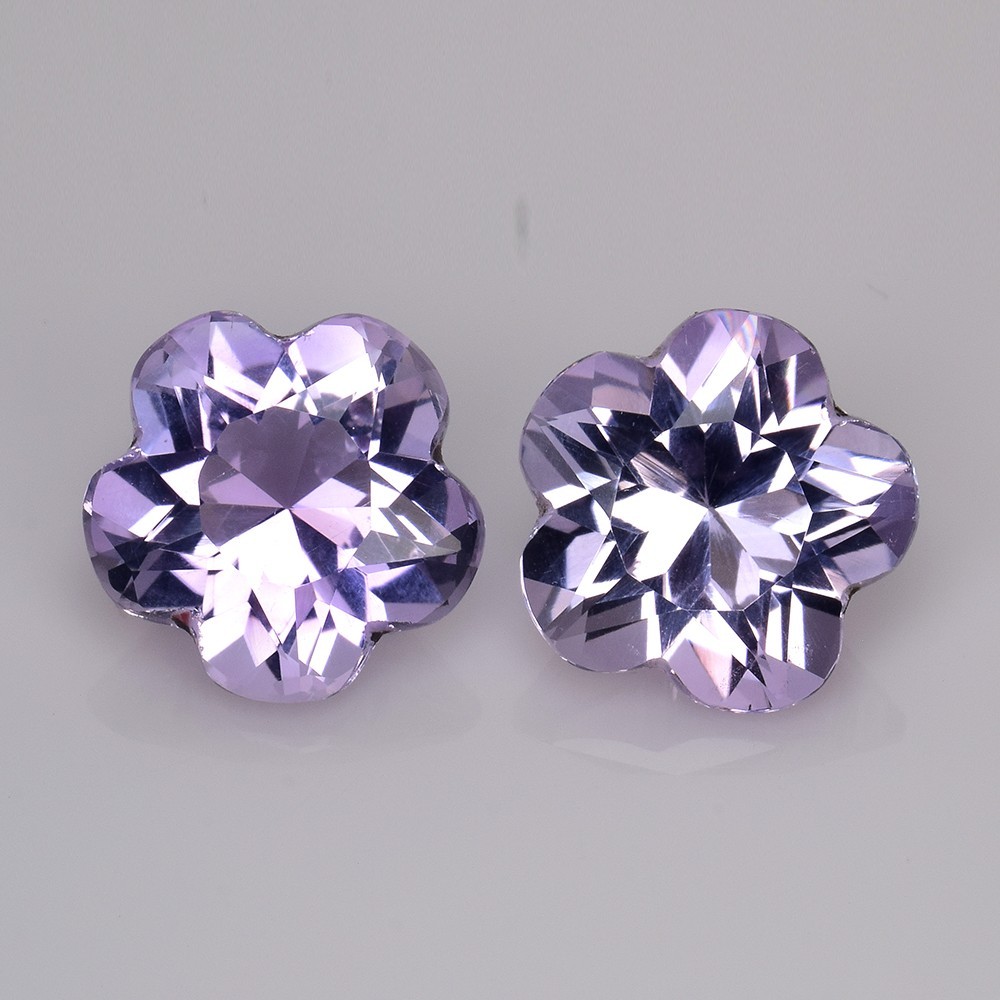 6.36ct 10.20mm 2pcs Flower Shape Stunning Perfect Pair Amethyst, Hot Sale