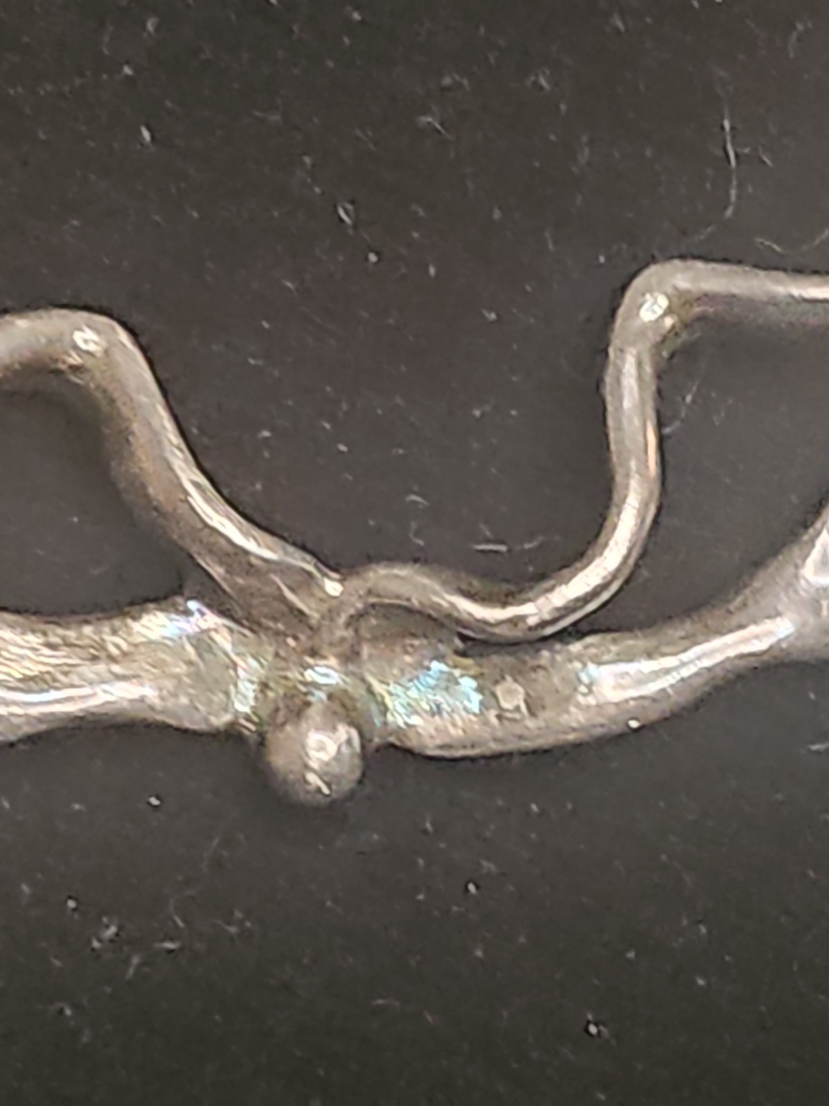 Vtg 17″ 925 Modernist Brutalist Melted Liquid Ribbon Fixed Pendant Necklace 7.5g