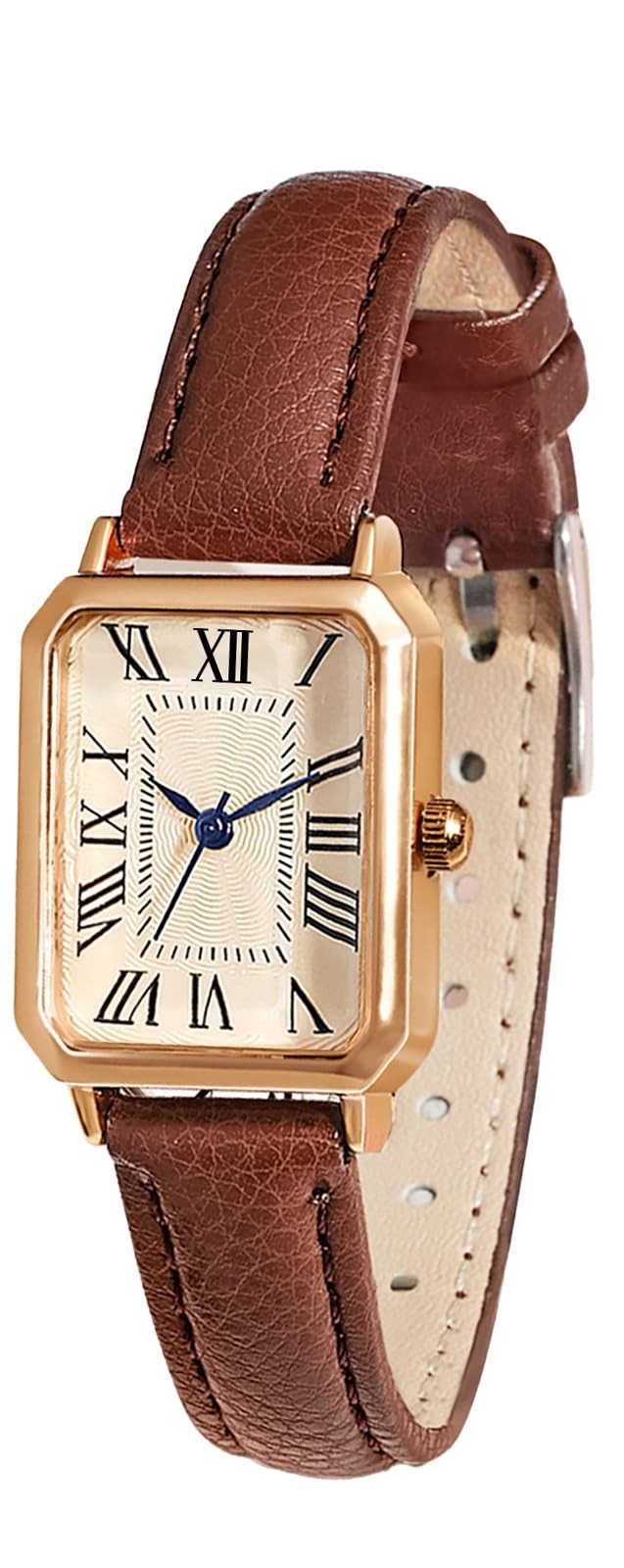 Elegant Leather Strap Watch for Women – Vintage Rectangle Quartz Wristwatch, Dai