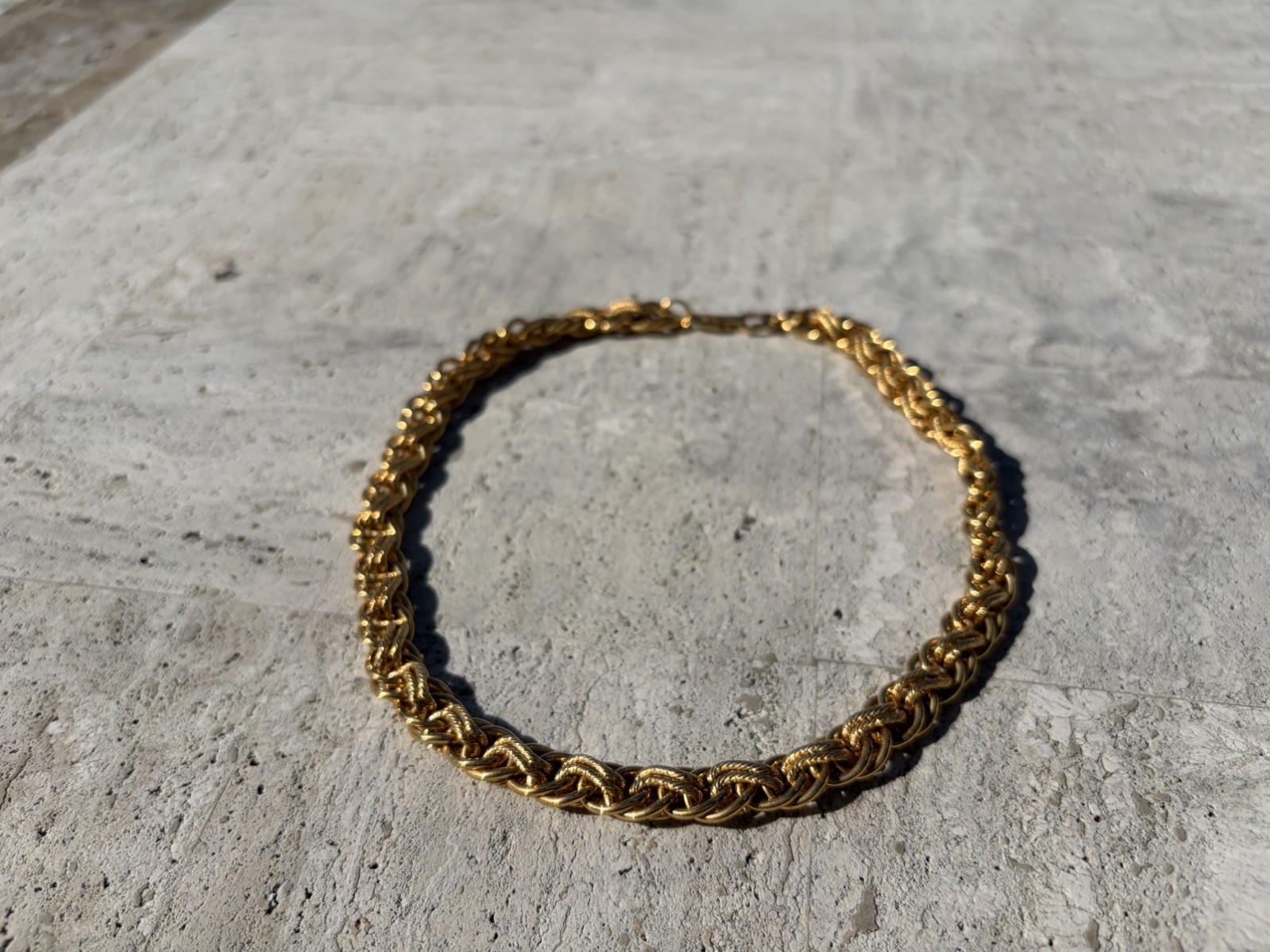 Napier Signed Chunky Gold Tone Vintage Statement Double Chain Link Necklace 18″