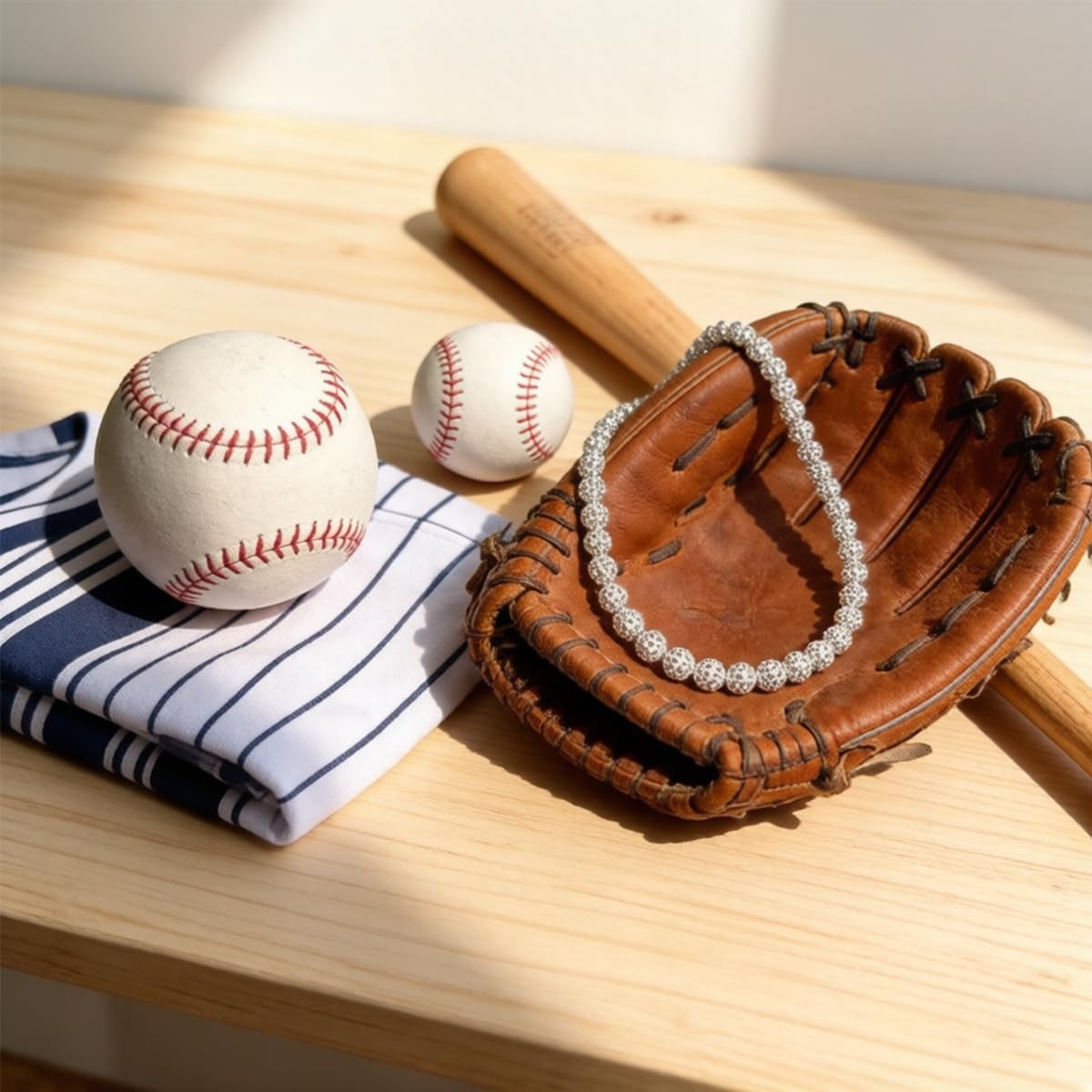 RIJXU Baseball Necklace 16in/19in/22in Bling Drip 16in, White