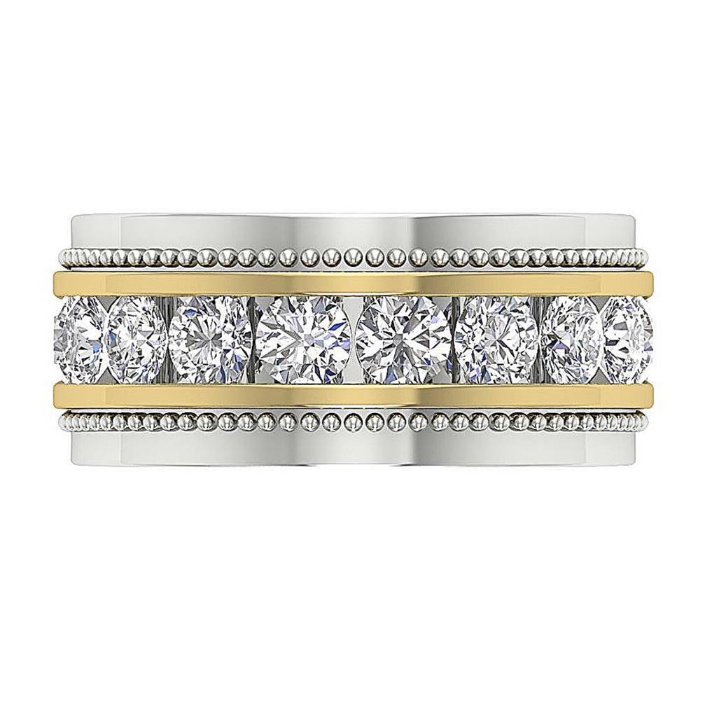 I1 G 1.75 Carat Genuine Diamond Men’s Wedding Ring 14K Two-Tone Gold Channel Set