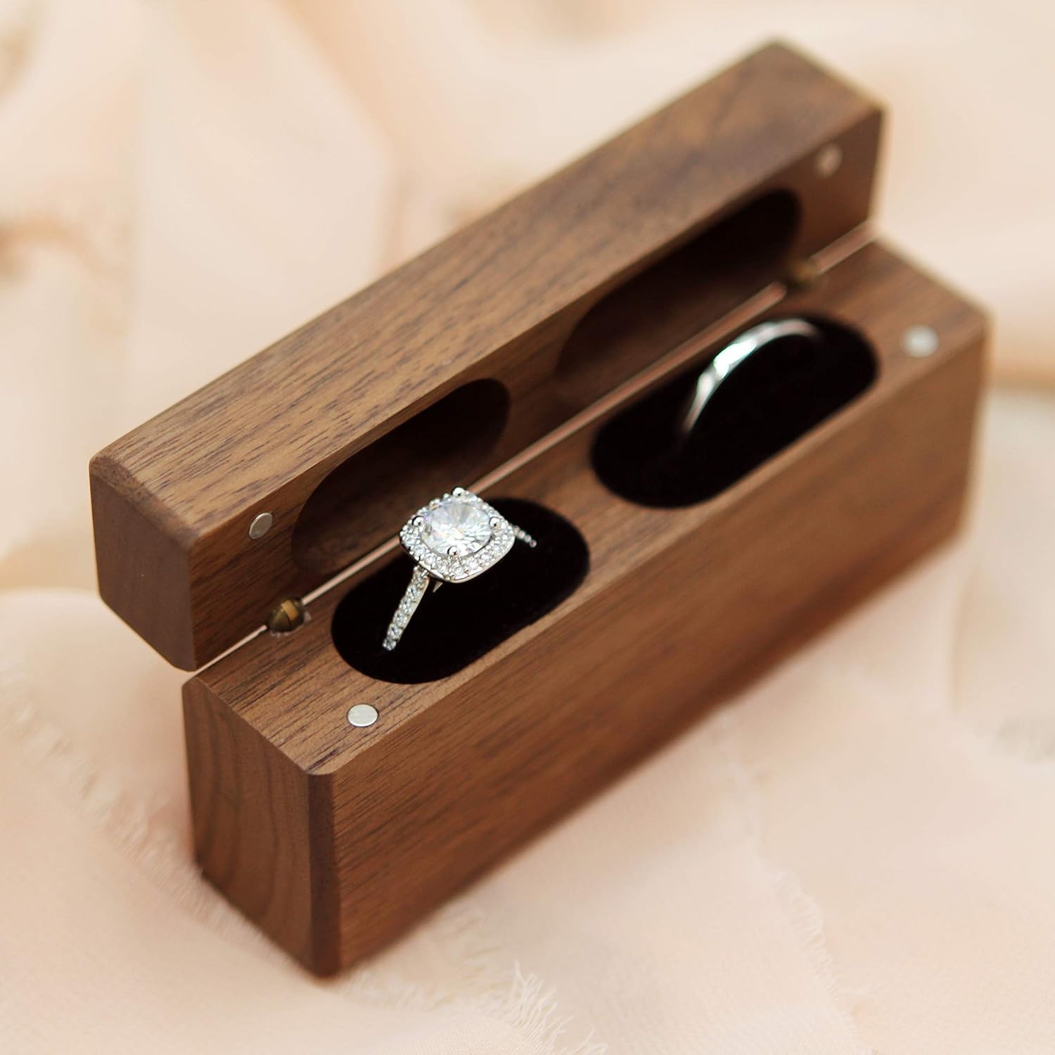 Slim Wooden Ring Case for Wedding – Ring Bearer Box