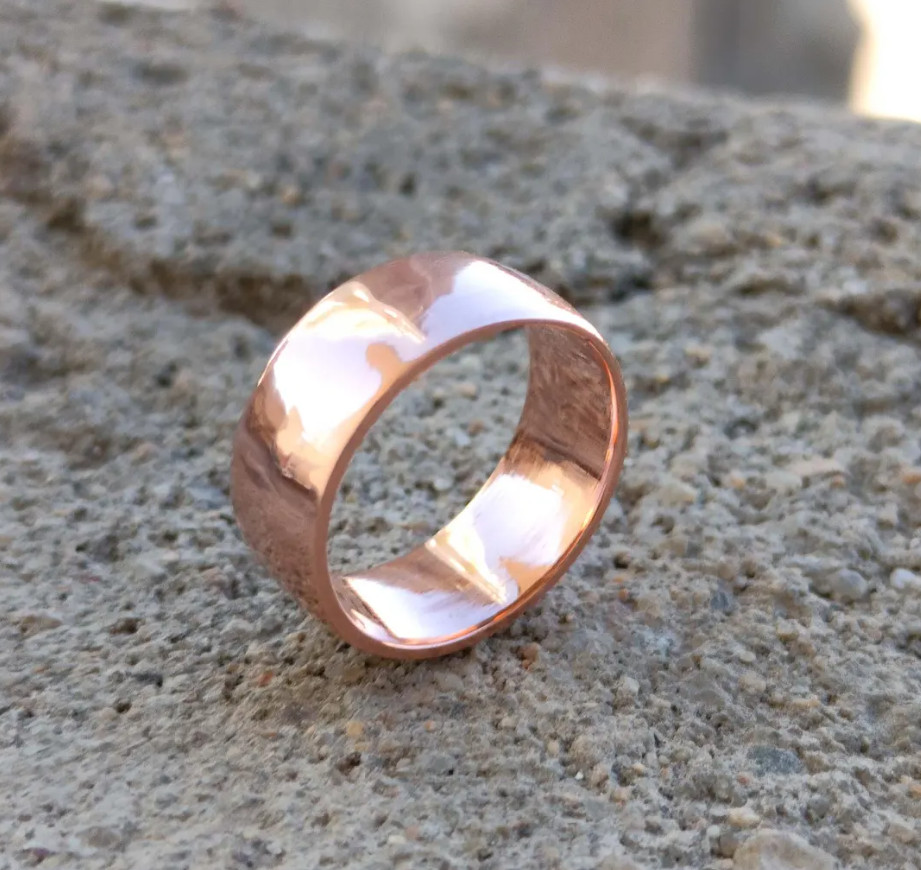Copper Band Ring Rustic Viking Style Thumb Ring Arthritis Ring Proposal Ring
