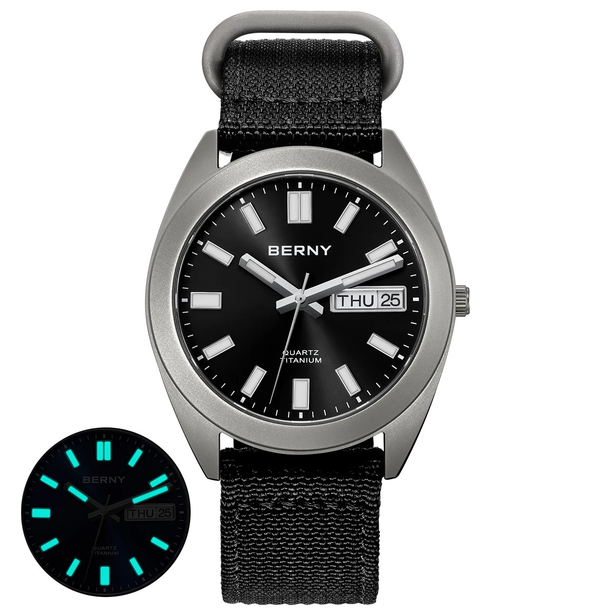 BERNY Titanium Men’s Watch Super Luminous Sapphire 10ATM Waterproof Quartz 38mm