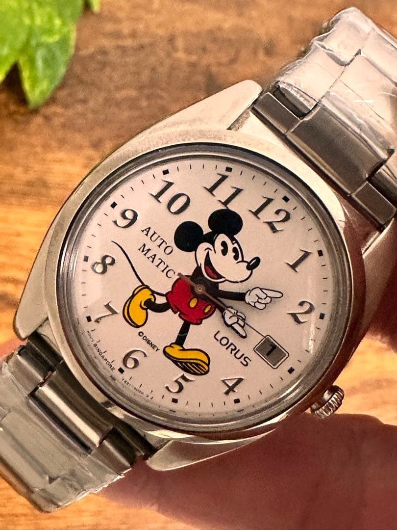 Mickey Mouse Wristwatch White/Silver Analog Mechanical from Japan Automatic