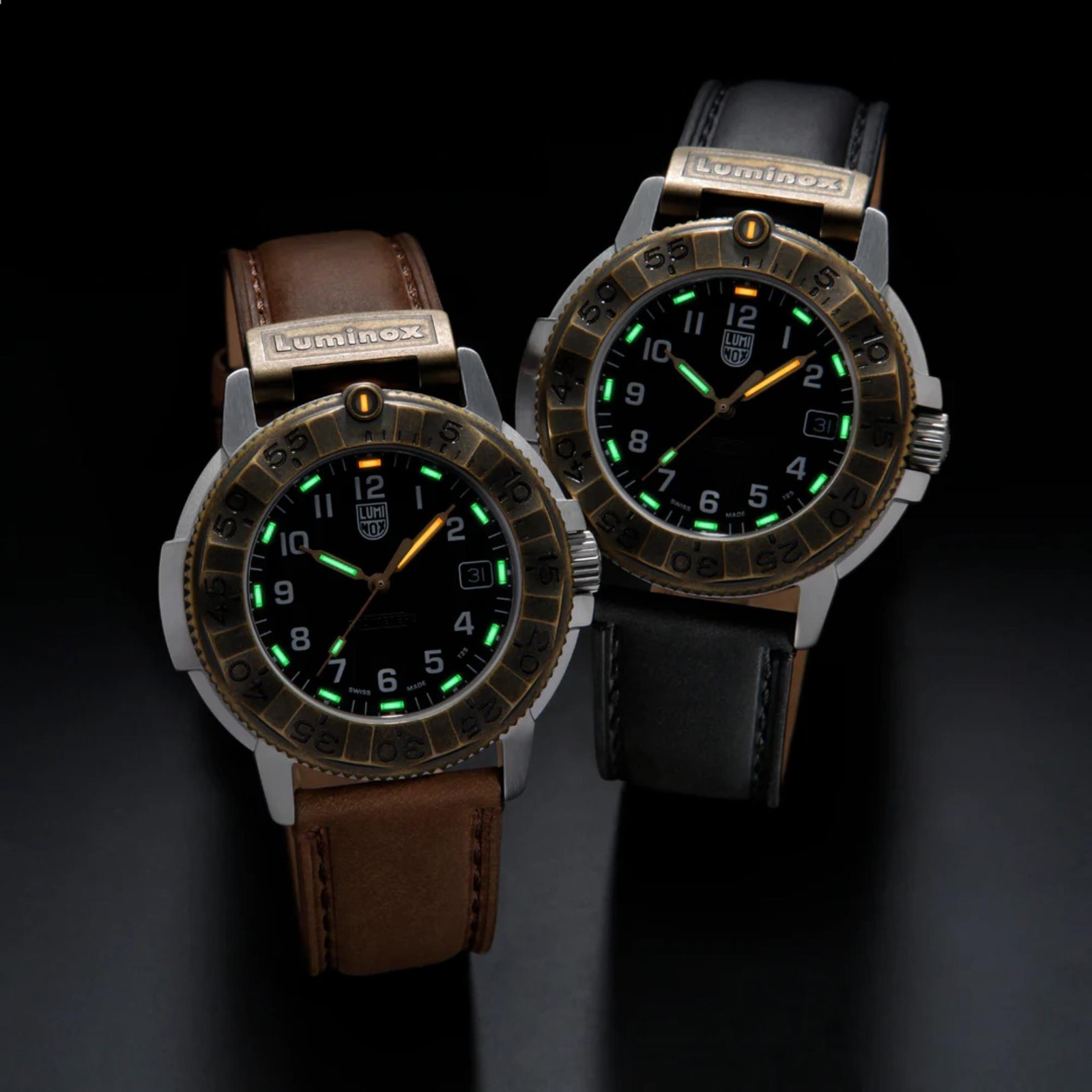 Luminox Adventure 43mm Outdoor Explorer Black Dial Leather Mens Quartz Watch XL.