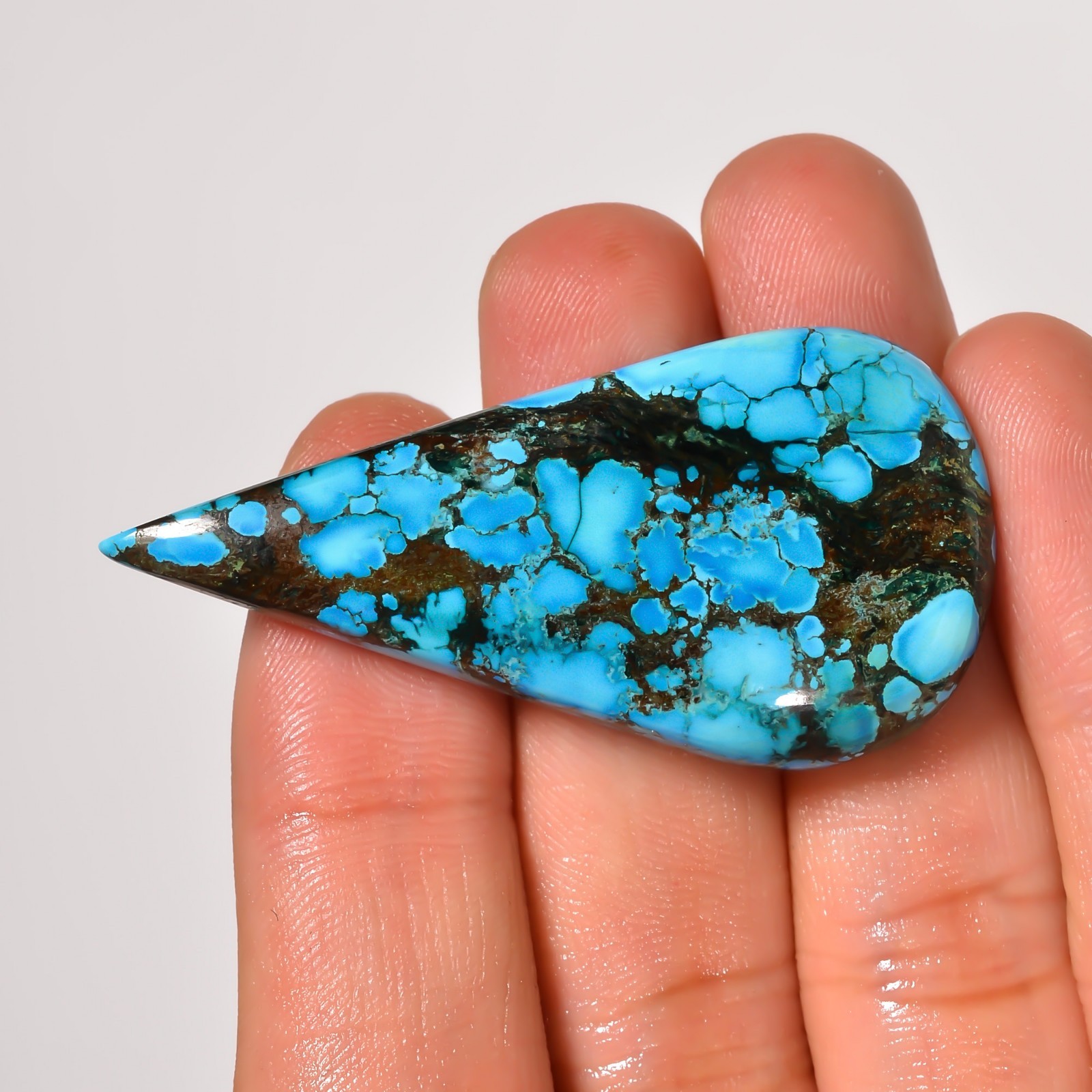 657 Cts. Natural DESIGNER TIBET TURQUOISE Pear Shape Cabochon Gemstone Lot~8Pcs~