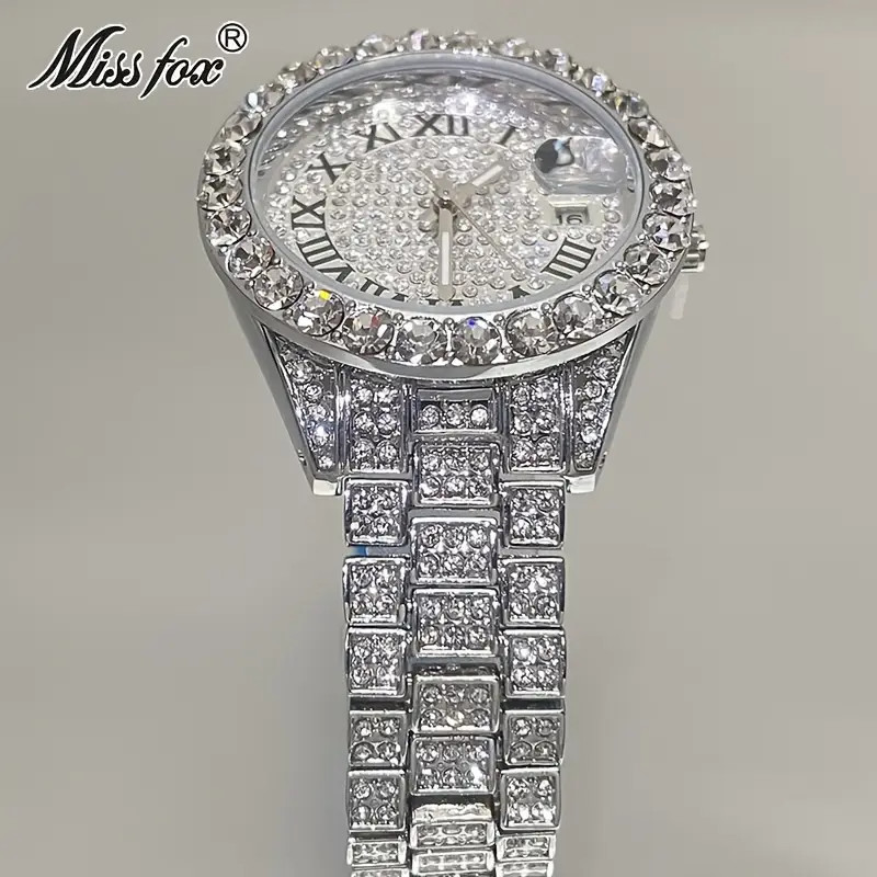 Hip Hop Luxury Ice out Women’s Watch Iced King Bling Silver Cz Diamond Best Gift