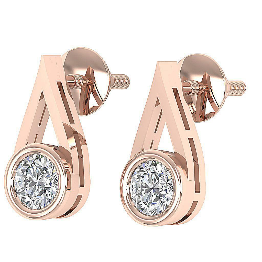 Dangle Earrings SI1 G 1/2Ct Round Cut Diamond 14K White Gold Appraisal 0.47Inch