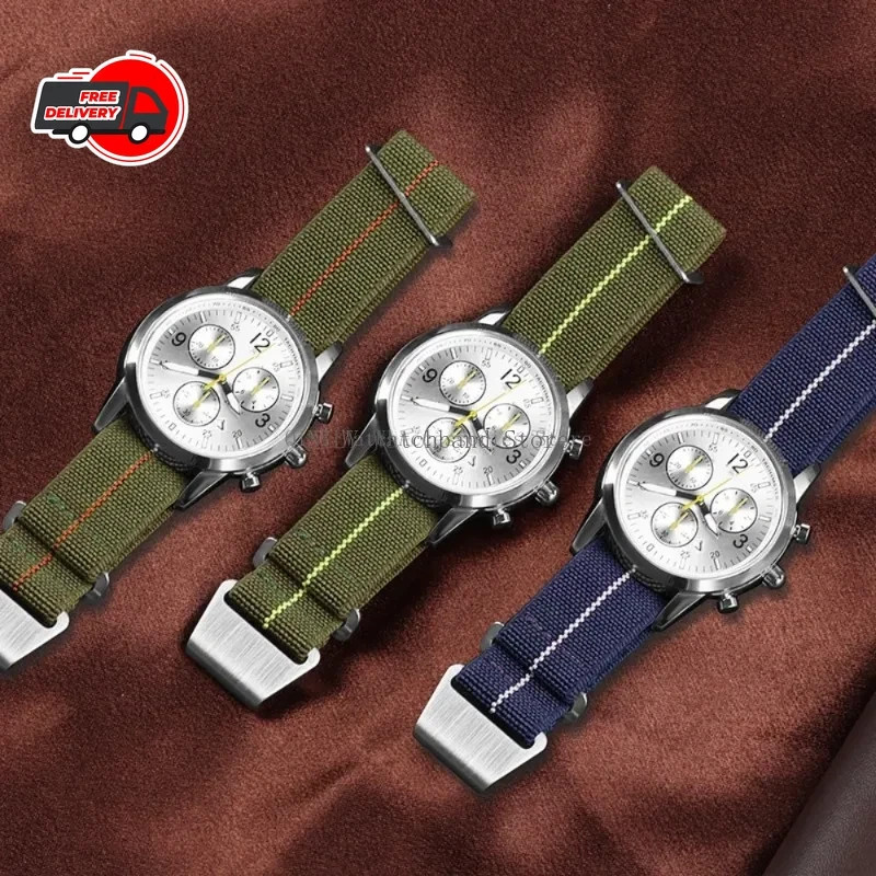 18/20/22mm Elastic Nylon Watch Band French Military Style Sport Strap Men Women