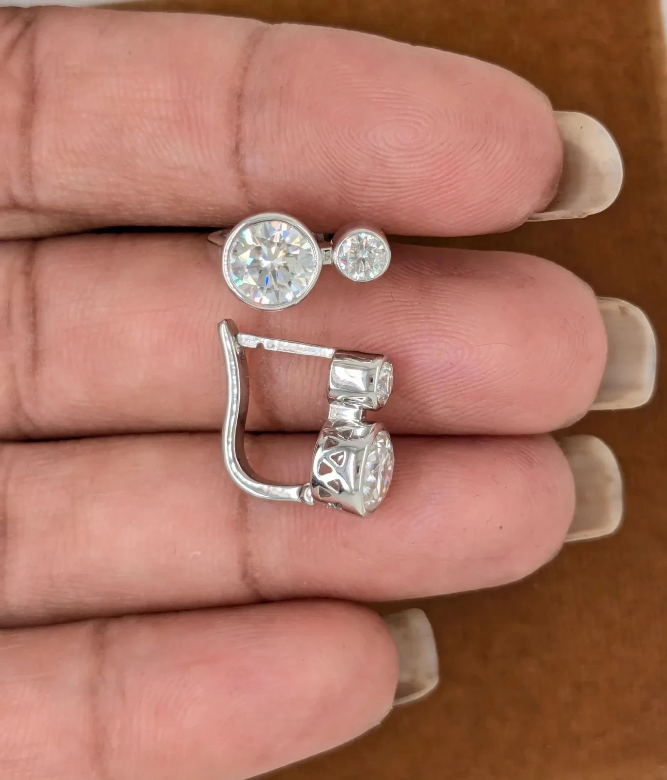 Round Cut Lab Created Diamond 2.50 CT Bezel Set Earrings 14K White Gold Plated