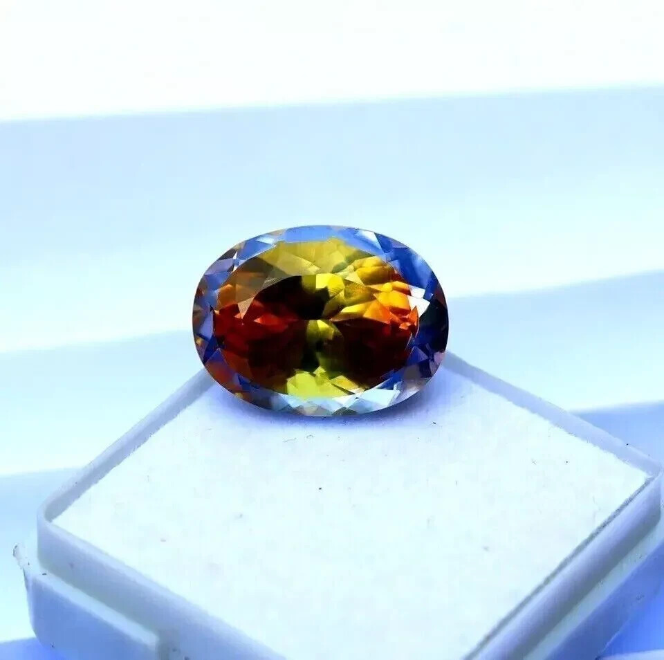 10.2 CT +Natural Bi-Color Pitambari Sapphire Oval Cut Certified Gemstone