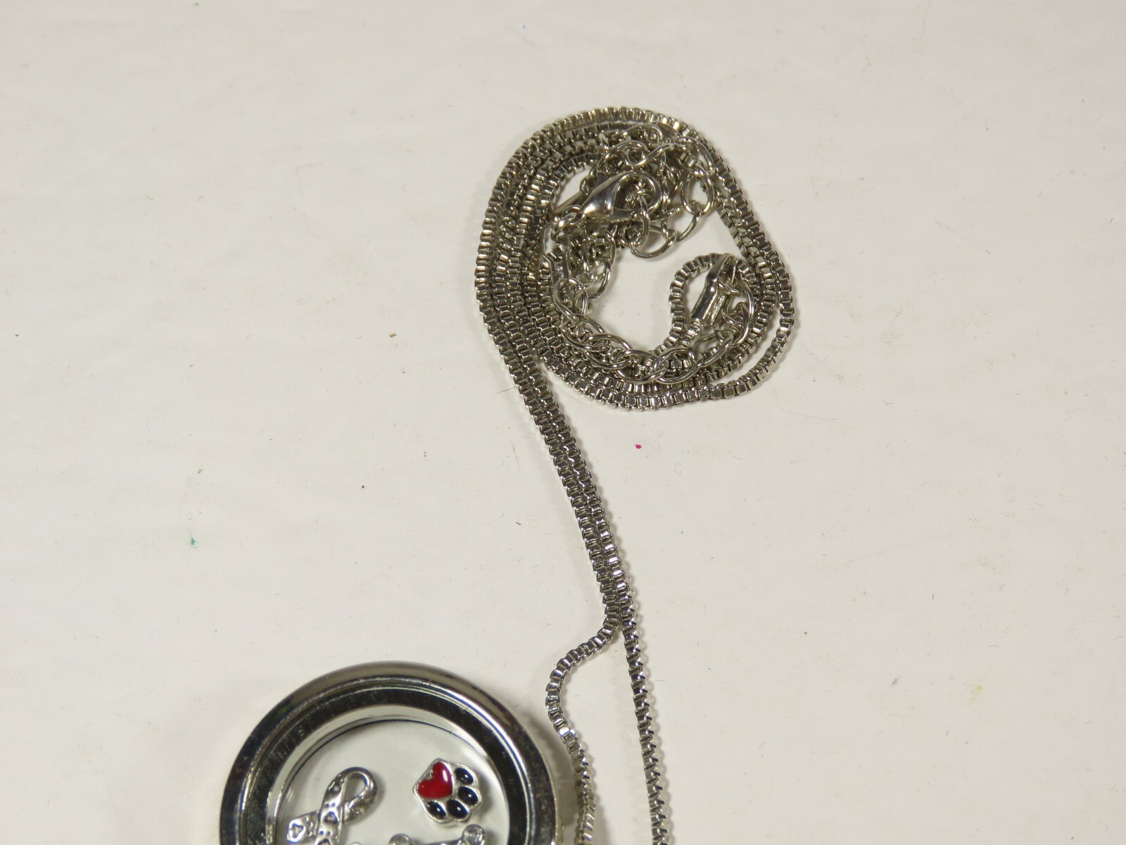 Vintage Necklace “I Love My Dog” Pendant 13″ Chain Silver Tone C4198