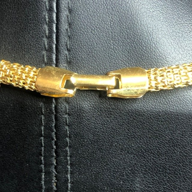 B2819 Napier Woven Mesh Necklace 18″ Gold Tone Textured Collar Chain
