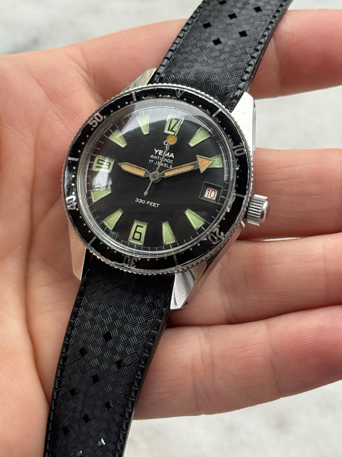 Vintage Yema Skin Diver Watch 8755 Manual Mens 38mm Swiss Made Just Serviced !