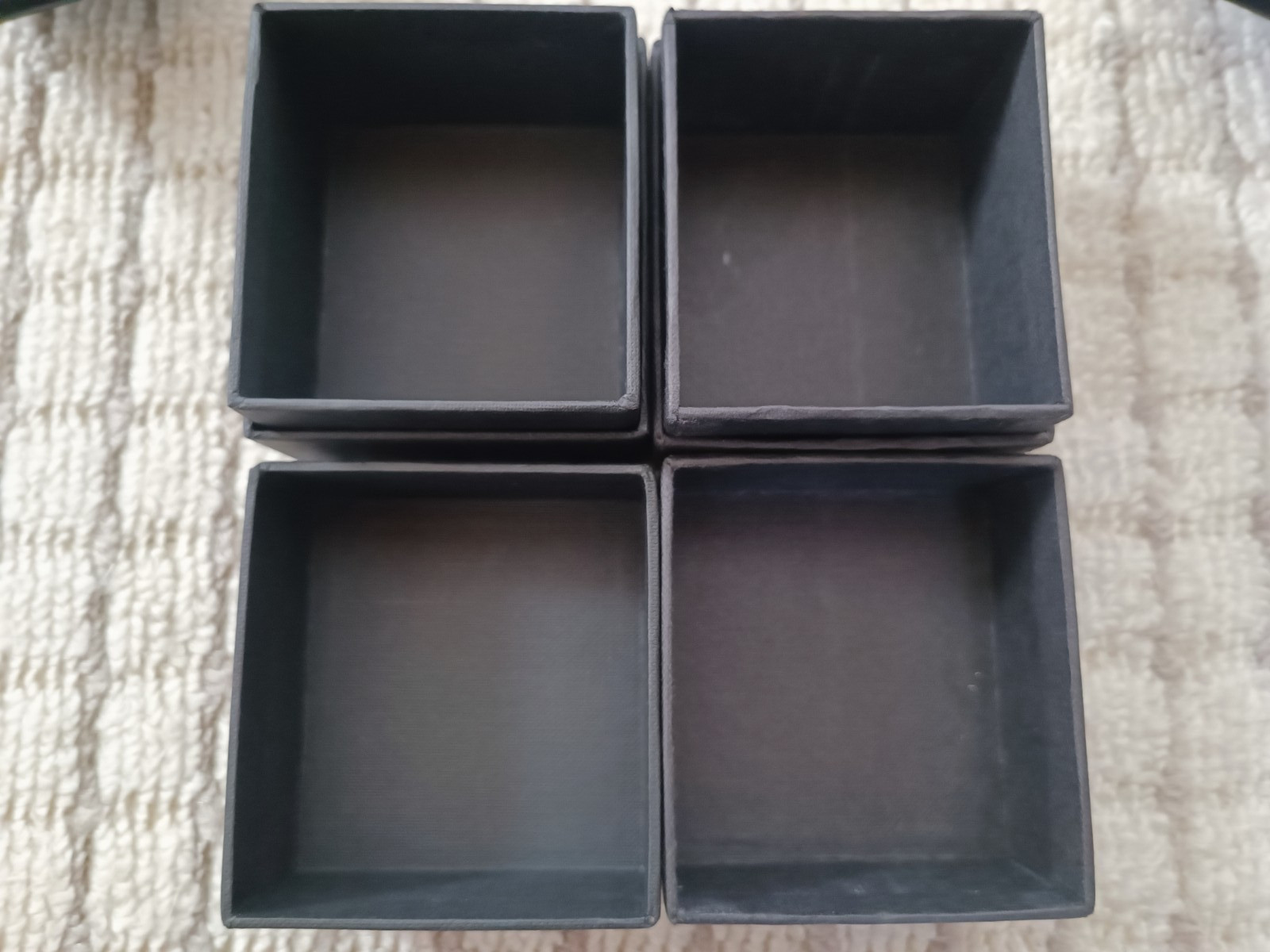 BVLGARI Ring Case Empty Jewelry 2box Black Leather W2.5 x H2.3in Square JAPAN