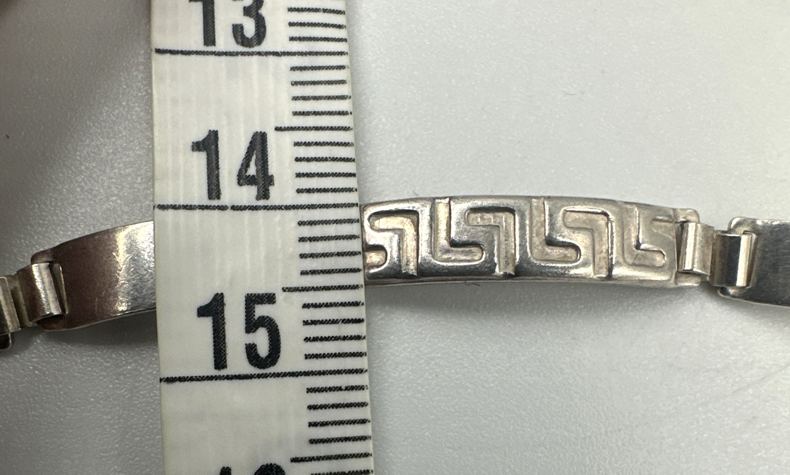925 Sterling Silver Stampato Greek Key Link Bracelet Italy 8 Inches
