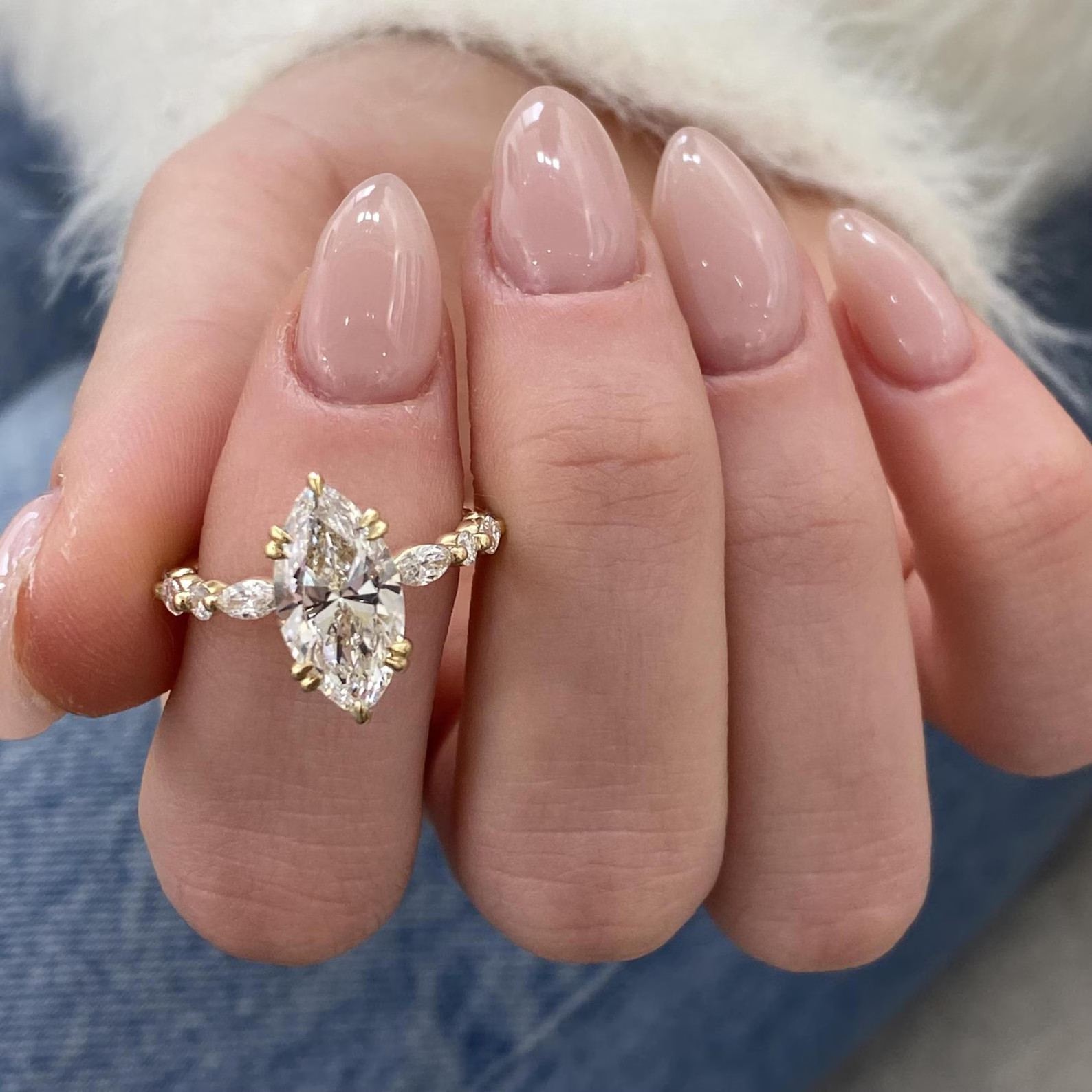 Marquise IGI Certified Lab Grown/CVD Diamond Jewelry Gift Ring 14k Yellow Gold