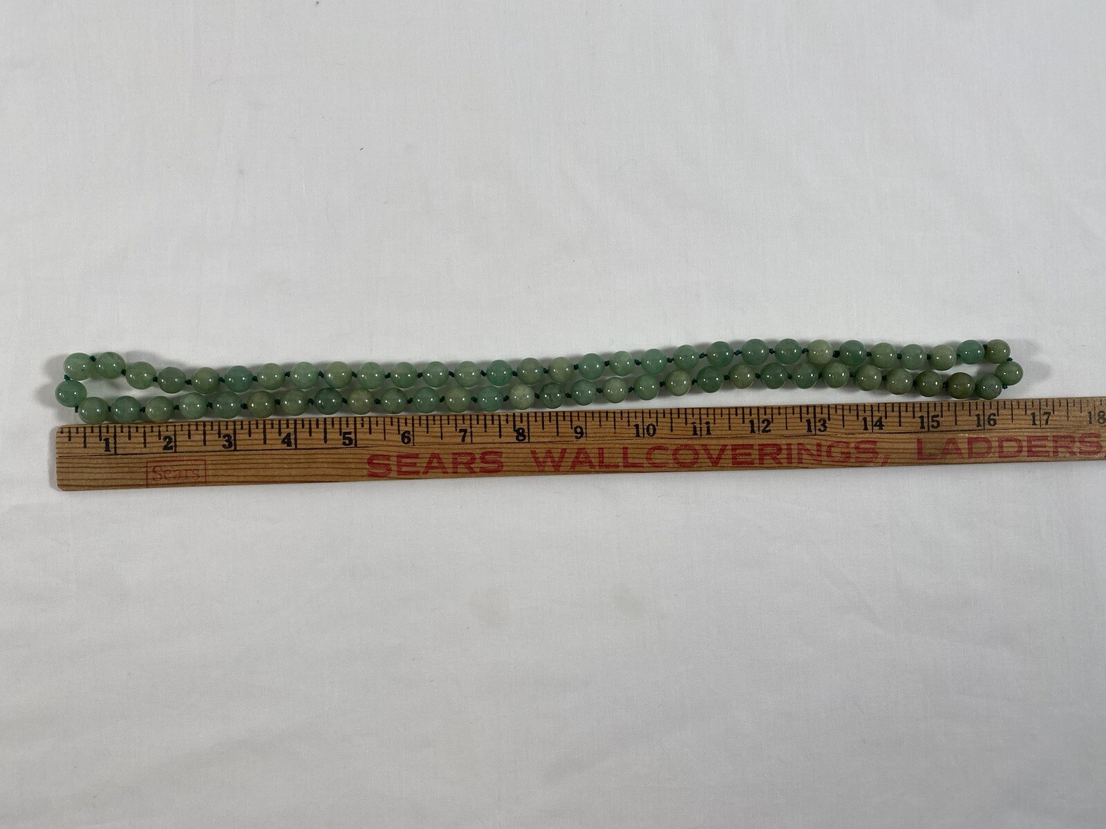 Nature Green Jade 翡翠玉 Round Gemstone 61 Beads Long Necklace 33 inch 10 mm 140g#1