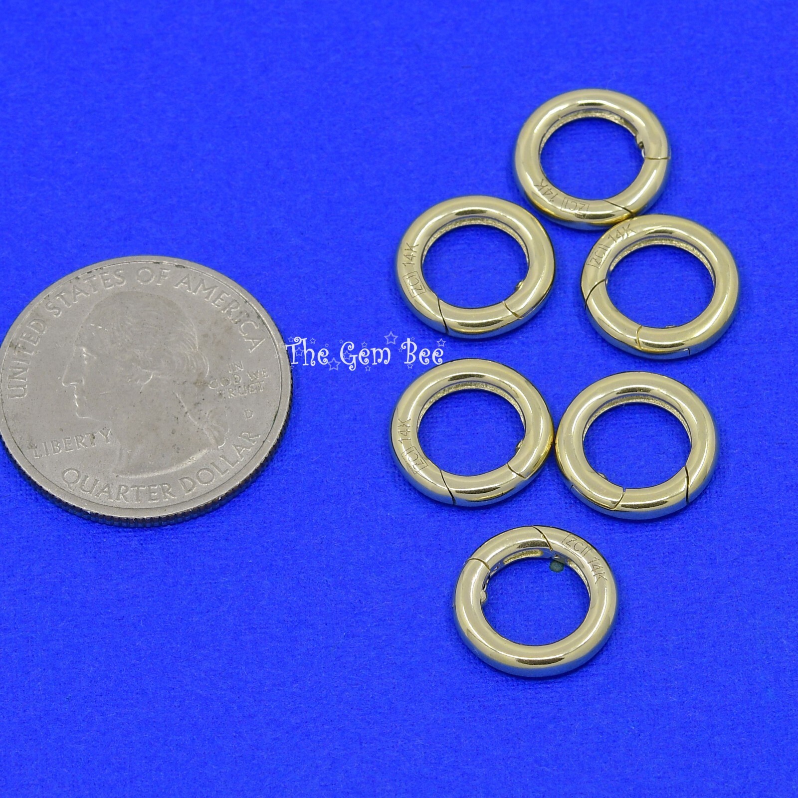 13mm 14k Solid Yellow Gold Large Round Enhancer Push Lock Connector Charm Holder