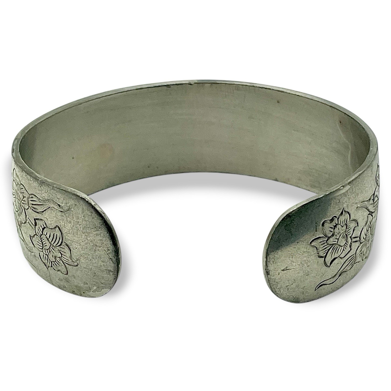 Vintage Signed Kirk Jonquil Solid Pewter CUFF Bracelet Bolivia EUC
