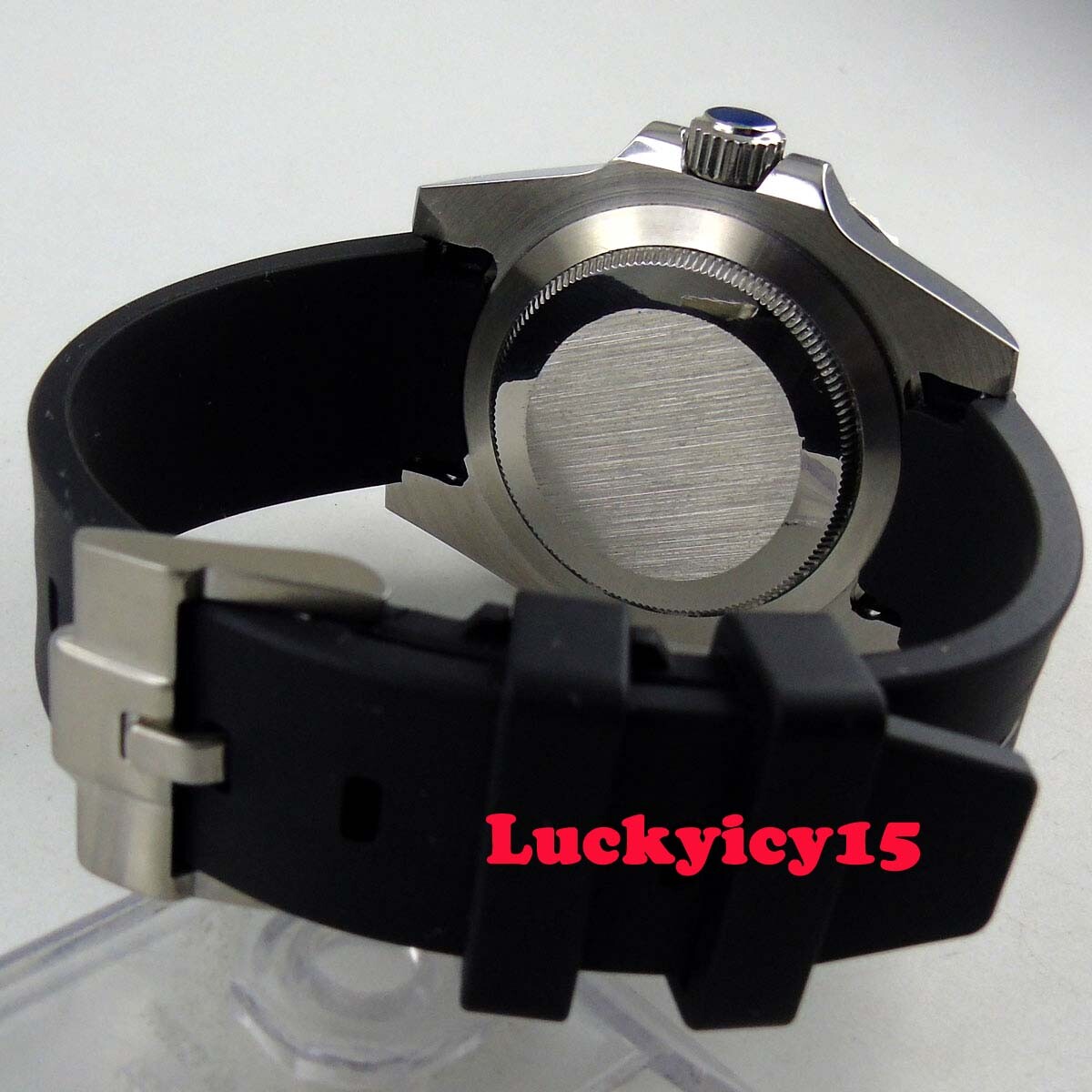 PARNIS 40mm SS watch case fit ETA 2836 movement sapphire glass rubber strap