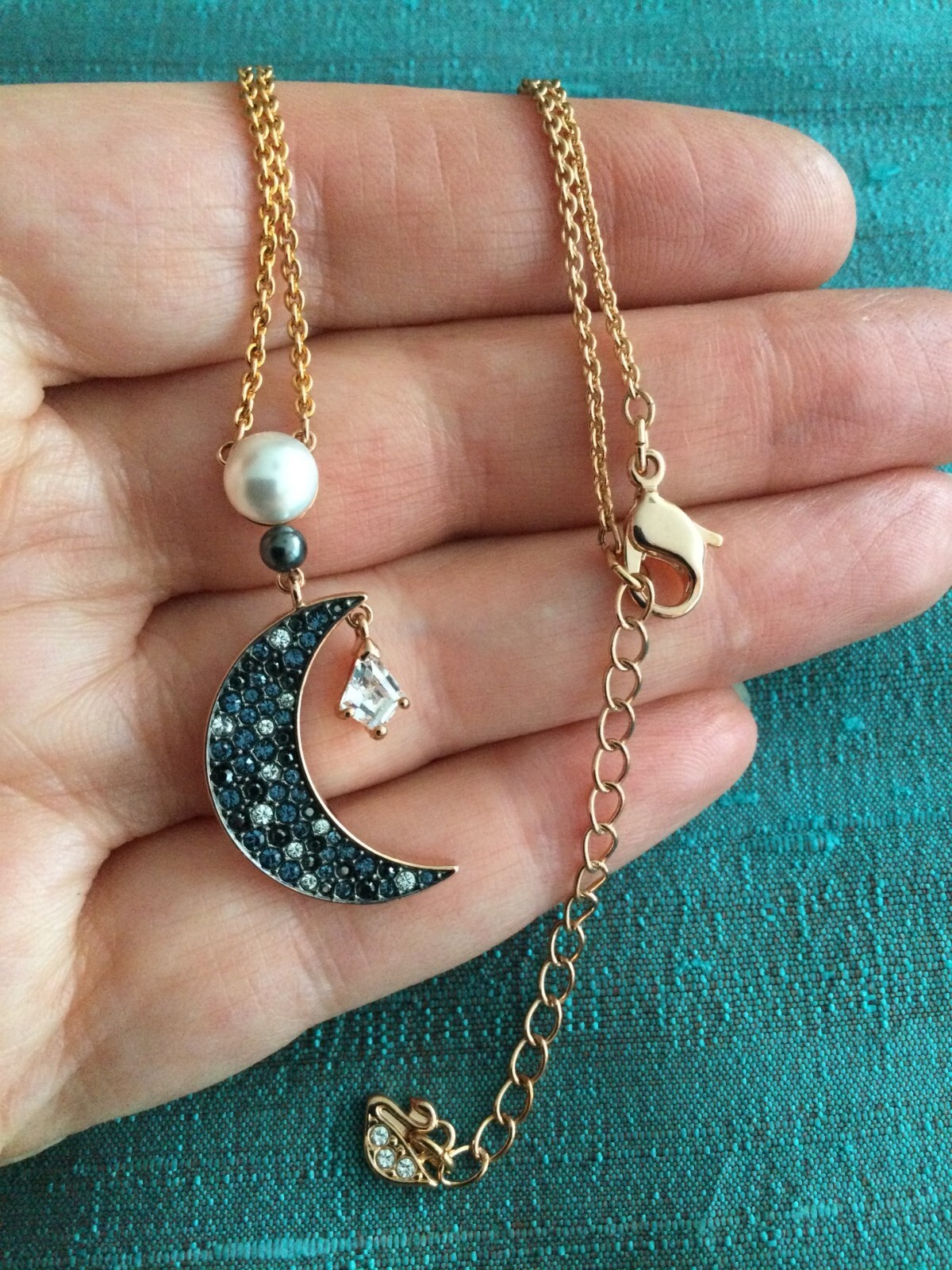 Genuine Signed Swarovski SUBLIMA Moon Pendant, Boxed with Tag