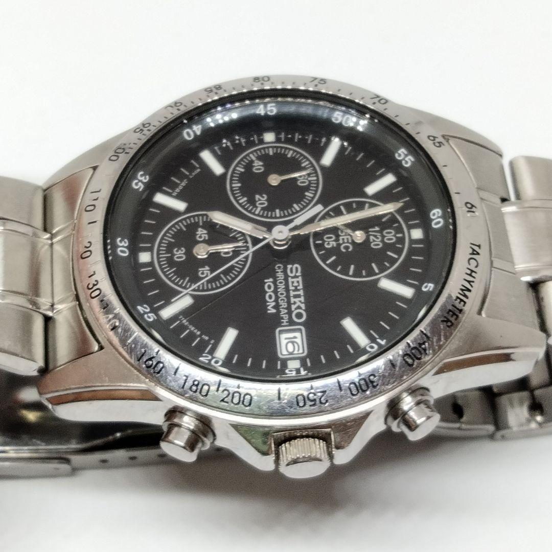 Seiko Mens Watch Chronograph 100m 10Bar 7T92-0DW0 Quartz Analog Very Good Japan