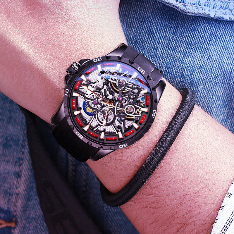 AiLang Men Watch Double Tourbillon Automatic Mechanical Wristwatch