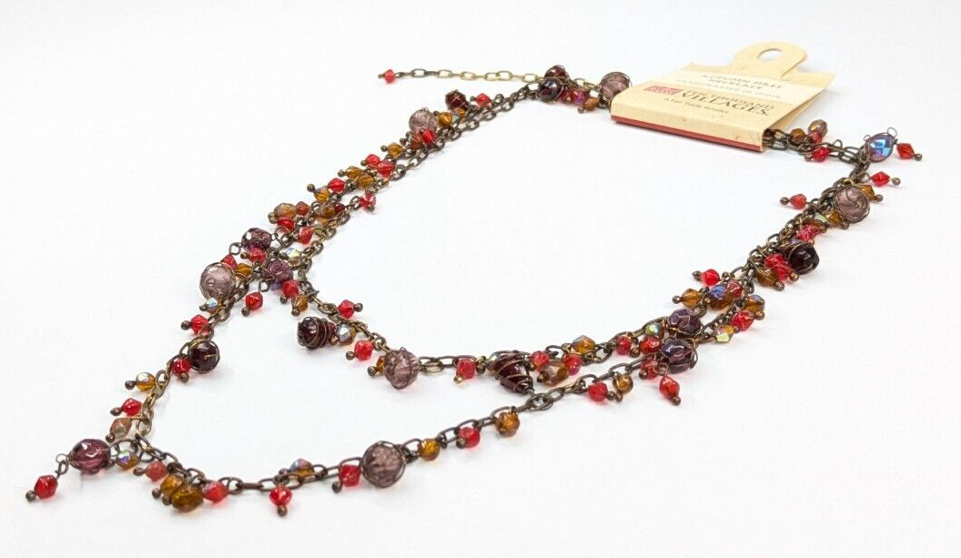 Ten Thousand Villages “Autumn Fires Necklace” Made in India NWT 42-46″ Long