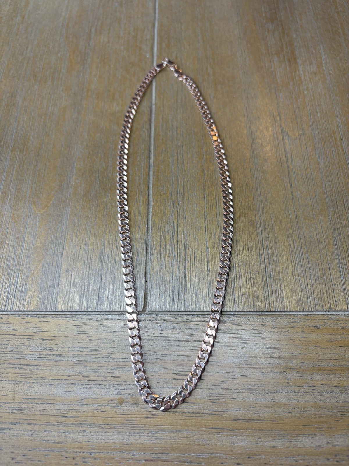 14k Rose Gold Plated REAL Solid 925 Silver Flat Cuban Link Chain Necklace 3mm