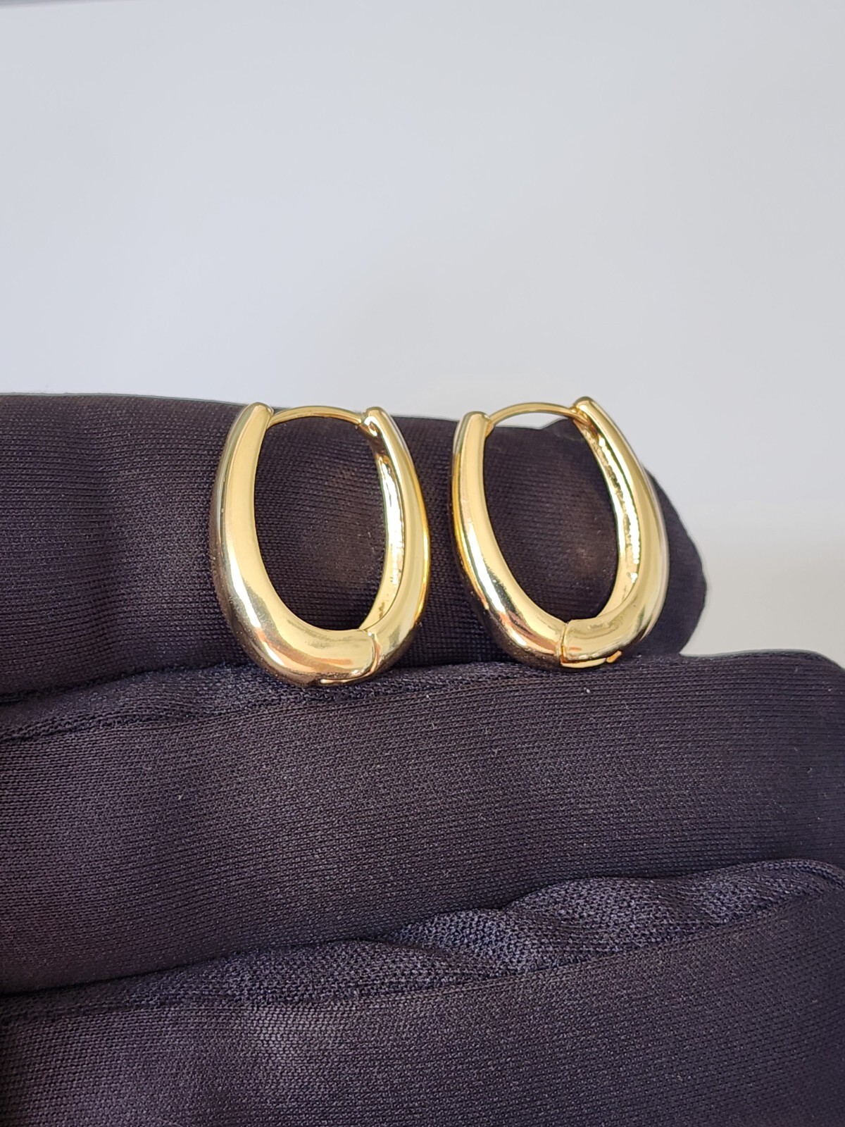 Hoop Thick Dangle Earrings Gold Plated For Women Fashion Jewelry Medium Size