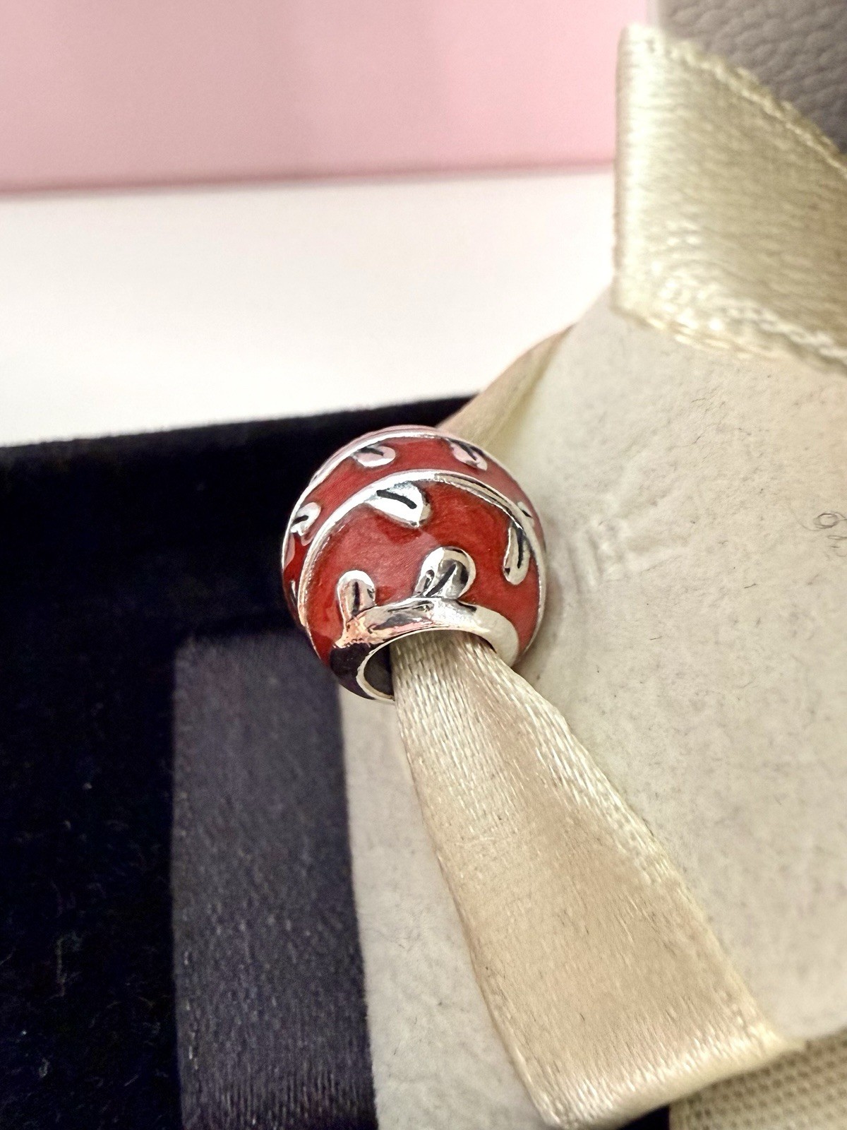 PANDORA STERLING SILVER RED VINES ENAMEL CHARM #790525EN17 AUTHENTIC RETIRED