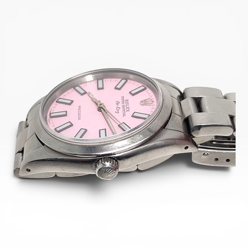 W/Papers 1993 Rolex Air King Precision 34mm Pink Dial Steel Watch 14000