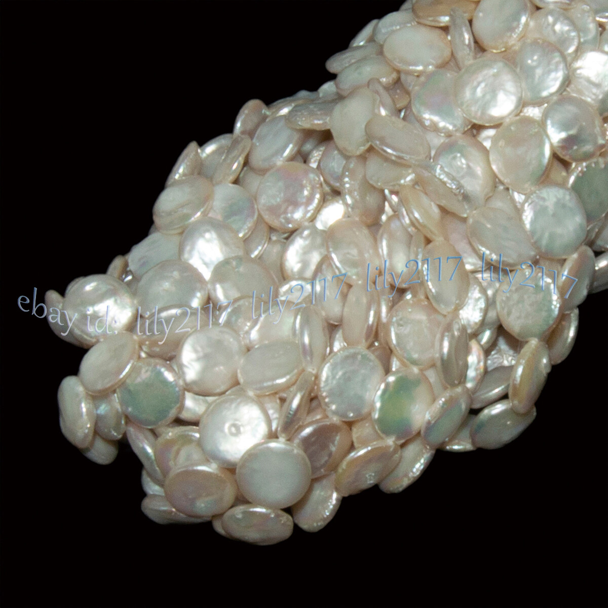 Natural 11-12mm White Freshwater Coin Pearl Loose Beads 15 inches Strand