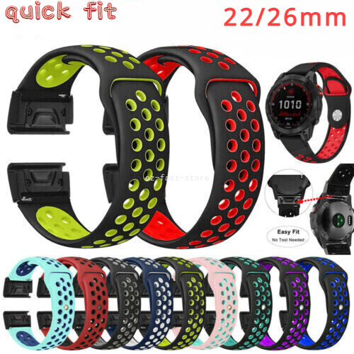 For Garmin Fenix 5 5X 6 6X Pro 7 7X Solar 3 Quick Fit Silicone Watch Band Strap