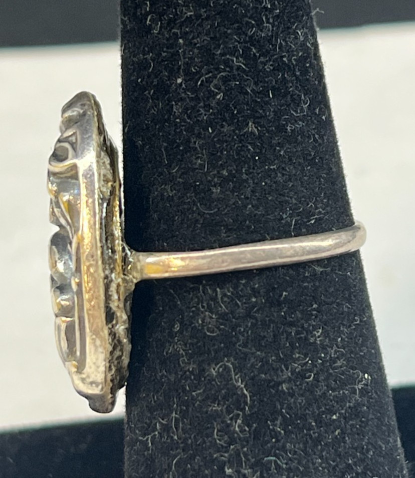 Uncas Sterling Silver Floral Repousse Ring Size 7 Blooming Forget Me Not